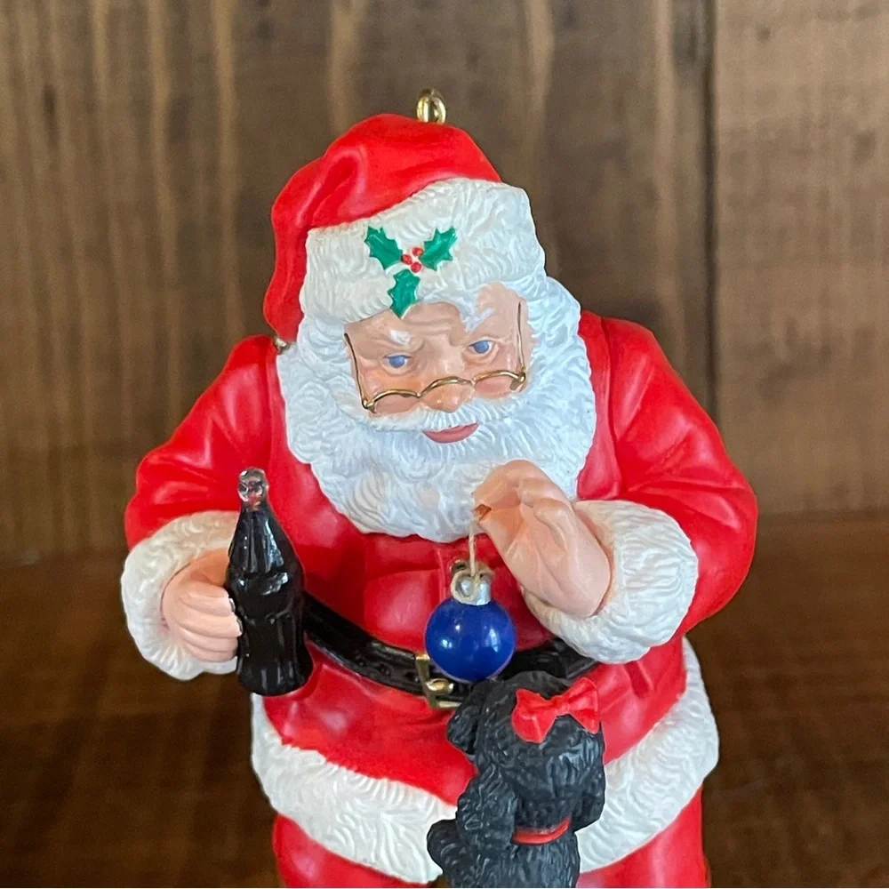 Bundle of 3 1990's Hallmark Coca Cola Santa Claus Christmas Ornaments